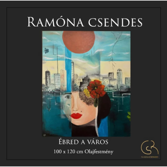 Ébred a város olajfestmény