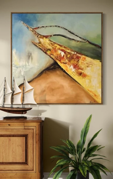 Kikötő_olajfestmeny_vászon